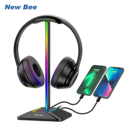 Z8 RGB Headphones Stand Holder Desk Gaming Headset with 2 USB Ports Cool Display Holder Non-Slip Rubber Base for Gamer