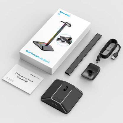 Z8 RGB Headphones Stand Holder Desk Gaming Headset with 2 USB Ports Cool Display Holder Non-Slip Rubber Base for Gamer