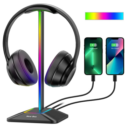 Z8 RGB Headphones Stand Holder Desk Gaming Headset with 2 USB Ports Cool Display Holder Non-Slip Rubber Base for Gamer