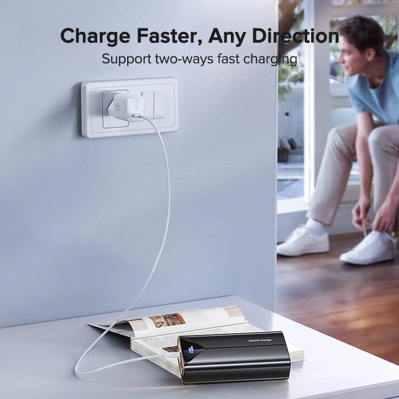 Power Up Anytime: 30000mAh 22.5W Fast Charging Power Bank with Built-In Cable for iPhone, Samsung, Xiaomi and More