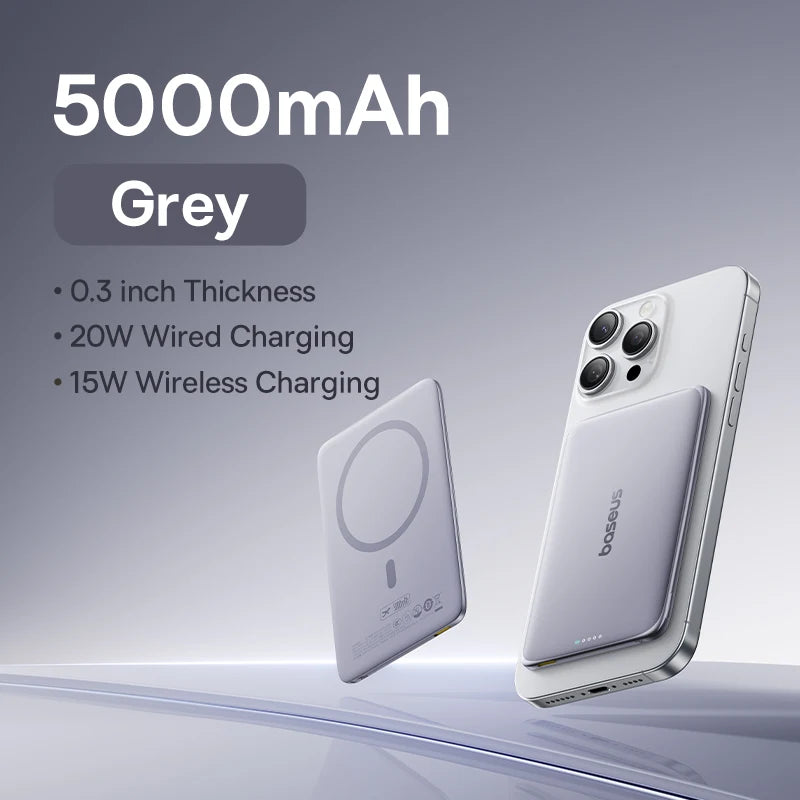 Ultra-Slim 5000mAh Magnetic Power Bank: 15W Wireless & 20W Wired Charging for iPhone & Samsung - Your Perfect Travel Companion!