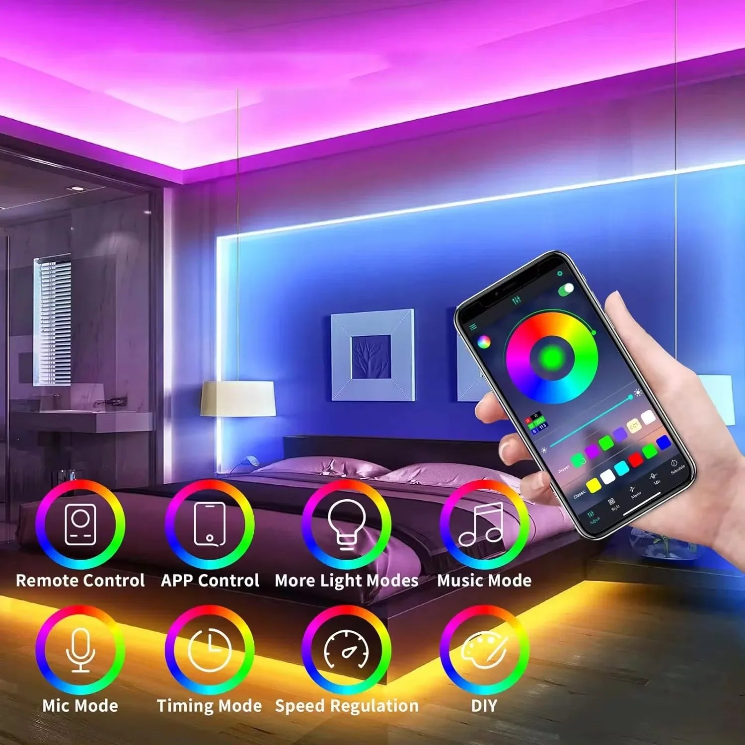 Vibrant RGB Neon LED Strip - Flexible, Waterproof & Smart-Controlled Home Lighting (1M/2M/3M/5M Available)