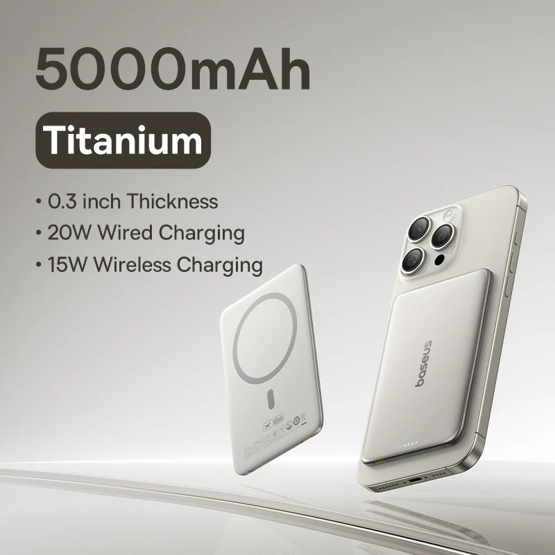 Ultra-Slim 5000mAh Magnetic Power Bank: 15W Wireless & 20W Wired Charging for iPhone & Samsung - Your Perfect Travel Companion!