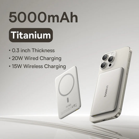 Ultra-Slim 5000mAh Magnetic Power Bank: 15W Wireless & 20W Wired Charging for iPhone & Samsung - Your Perfect Travel Companion!