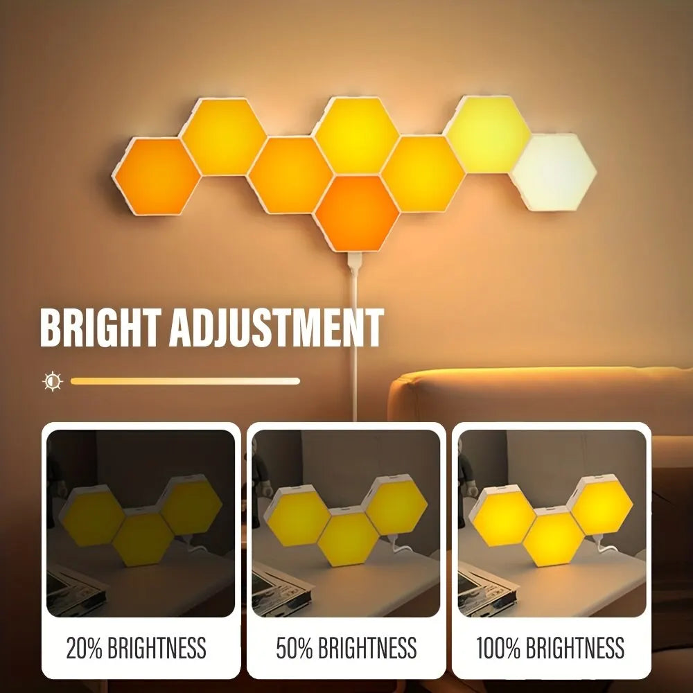 Transform Your Space with the RGB Intelligent Hexagonal Wall Lamp - Customizable Color-Changing Night Light with APP Control for Game Rooms and Bedrooms