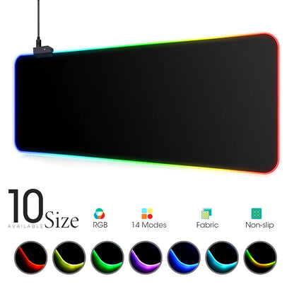 LED Light Mousepad RGB Keyboard Cover Desk-Mat Colorful Surface Mouse Pad Waterproof Multi-Size World Computer Gamer CS Dota
